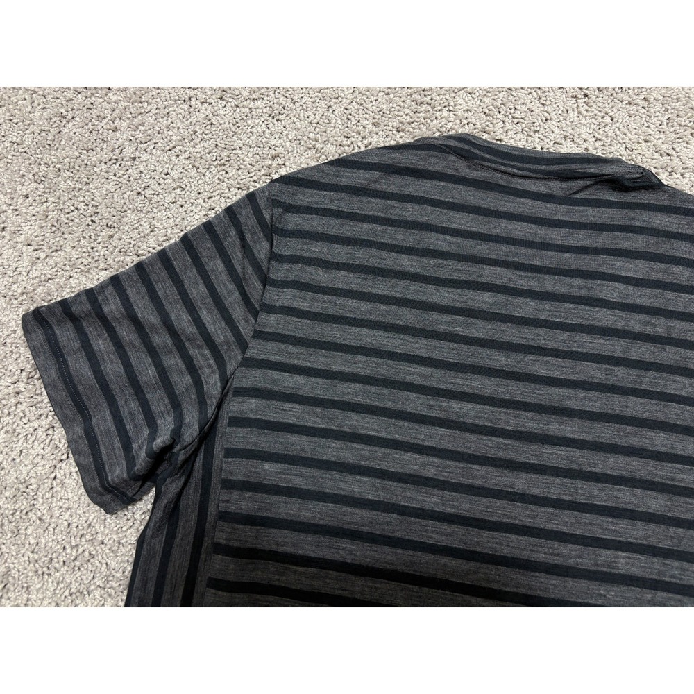 Icebreaker Cool-Lite Wool Blend T Shirt Gray Stripe Base Layer Hiking Mens Large - Picture 8 of 15